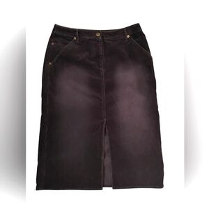 Ann Taylor LOFT Dark Gray Espresso Pencil Skirt Cotton Corduroy Women's Sz 8